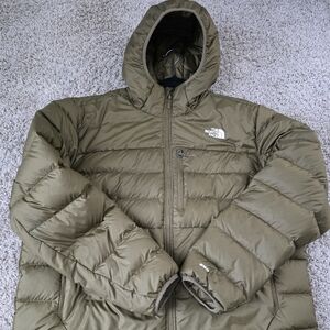 The North Face Olive Green Hooded Puffer Jacket